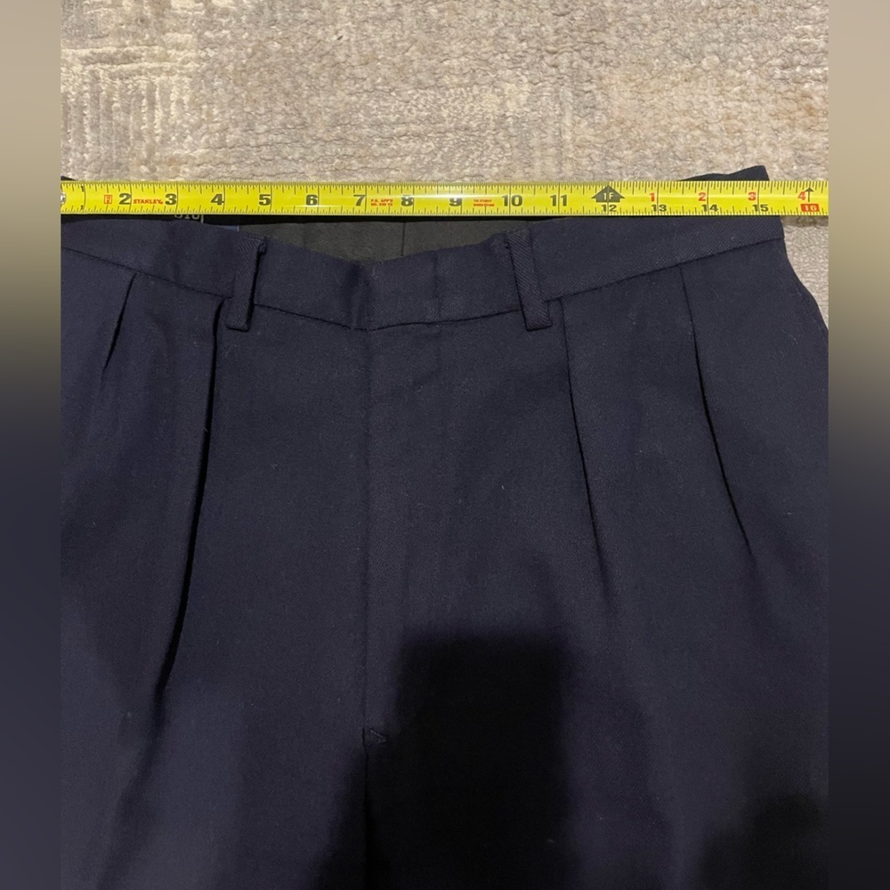 Vintage Polo Ralph Lauren Pleated Cuffed Wool Navy Blue Dress Pants Size 32 USA - Picture 5 of 8